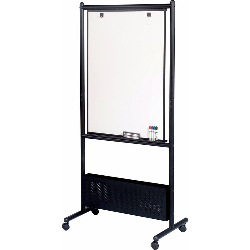 Best-Rite Mobile Nest Easel, Black Frame, Double Sided Dura-Rite HPL Whiteboard, 72"H x 34.75"W x 24"D (781)