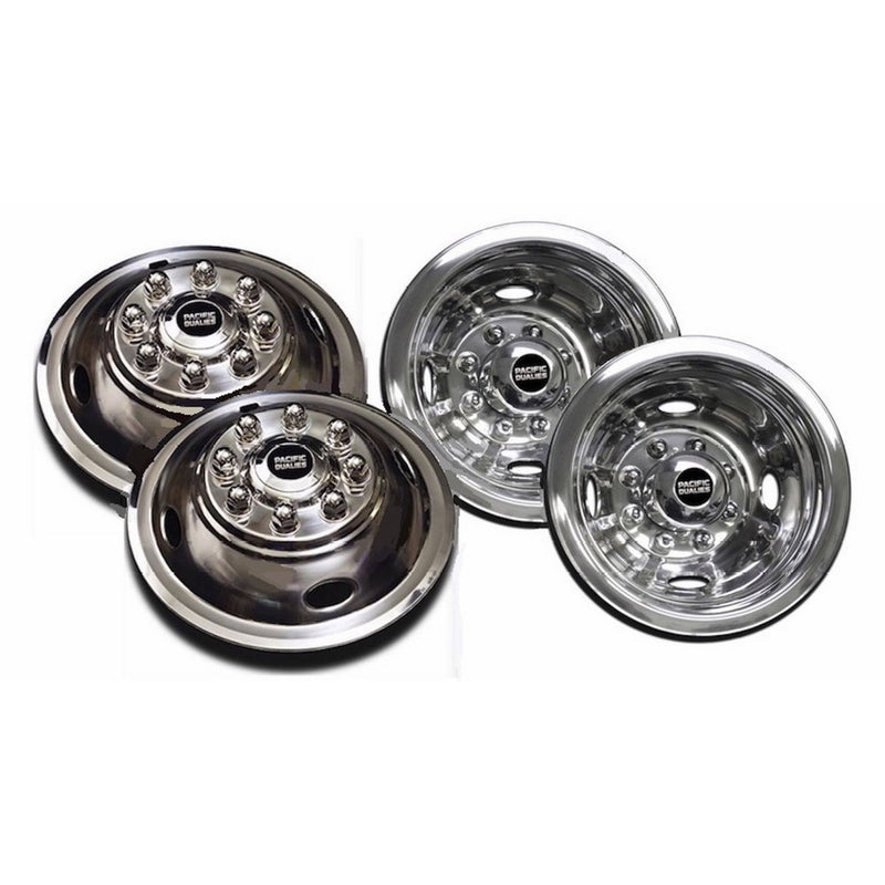 Pacific Dualies 49-1608 Polished 16 Inch 8 Lug Stainless Steel Wheel Simulator Kit for 1974-2000 Chevy GMC 3500; 1974-1998 Ford F350; 2008-2018 E350/E450 Van; 1974-1999 Dodge Ram 3500