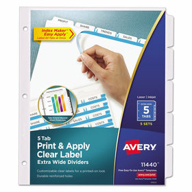 Avery Extra-Wide Dividers, Ink Jet Printer, White, 5-Tab, 9 x 11 Inches, 5 Sets (11440)