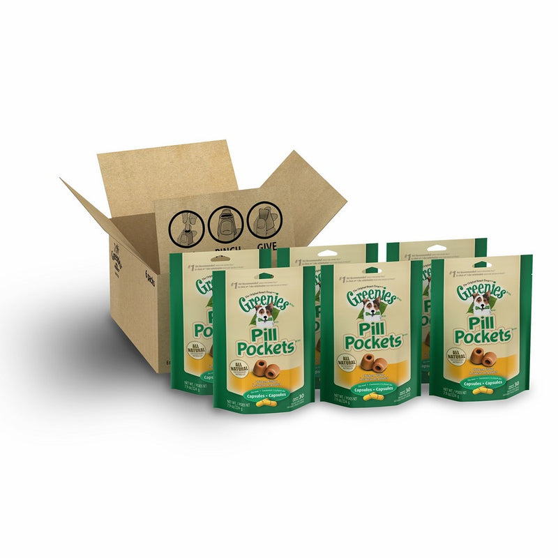 Greenies PILL POCKETS Soft Dog Treats, Chicken, Capsule, Six (6) 30-count packs of PILL POCKETS Treats for Dogs #1 vet-recommended choice for giving pills