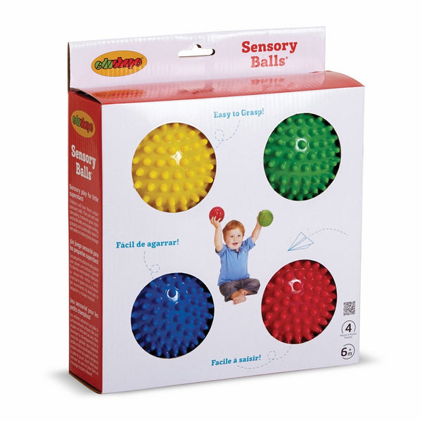 Edushape Sensory Balls, 4 Inch, Solid Colors, 4 Ball Set