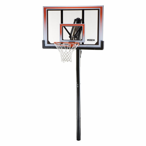 Lifetime 71799 Height Adjustable In Ground Basketball System, 50 Inch Shatterproof Backboard