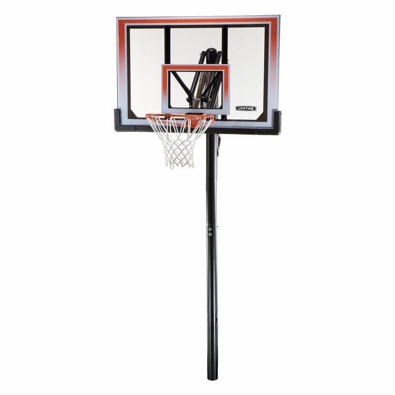 Lifetime 71799 Height Adjustable In Ground Basketball System, 50 Inch Shatterproof Backboard