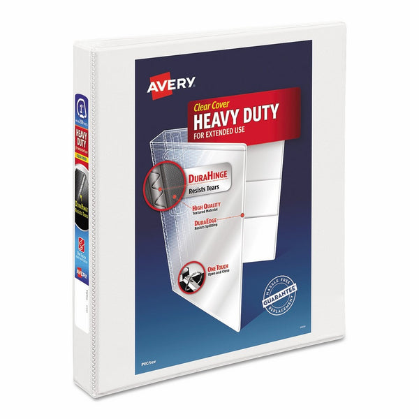 Avery Heavy Duty 1" One Touch EZD View Binder, 79199, White