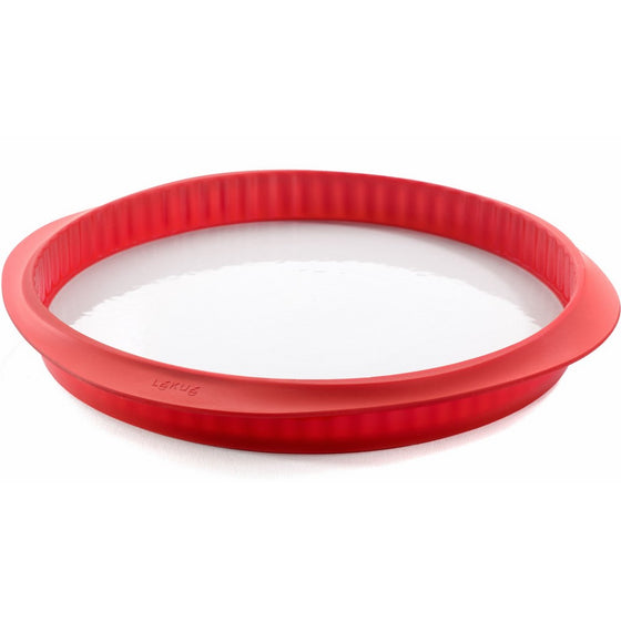 Lekue 11-Inch Quiche Pan with Ceramic Removable Plate, Red