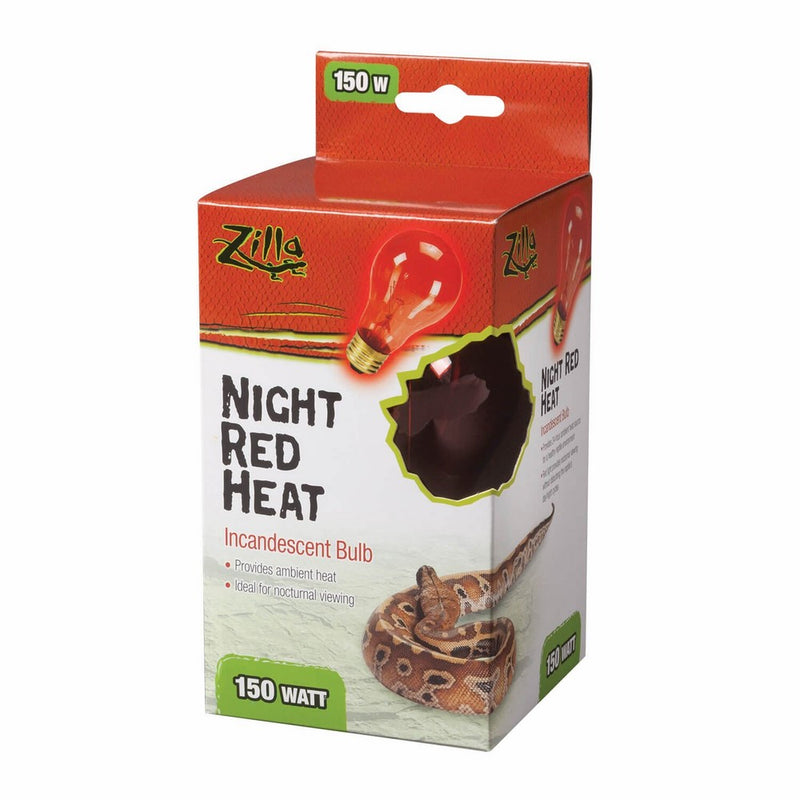 Zilla Reptile Terrarium Heat Lamps Incandescent Bulb, Night Red, 150W