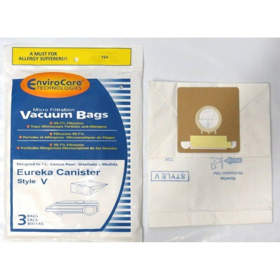 EnviroCare Replacement Vacuum Bags for Eureka Style V Canisters 10 Bags