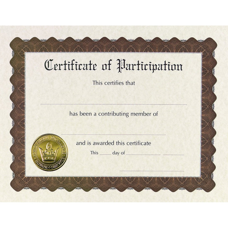 Great Papers! Participation Certificate, Pre-Printed Gold Foil and Embossed, 8.5" x 11", 6 Count (930800)