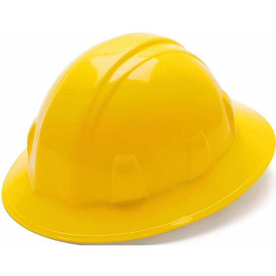 Pyramex Yellow Full Brim Style 4 Point Ratchet Suspension Hard Hat