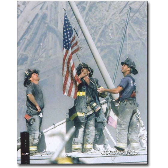 New York Firefighters Raising Flag 9/11 NYC 8x10 Silver Halide Photo Print