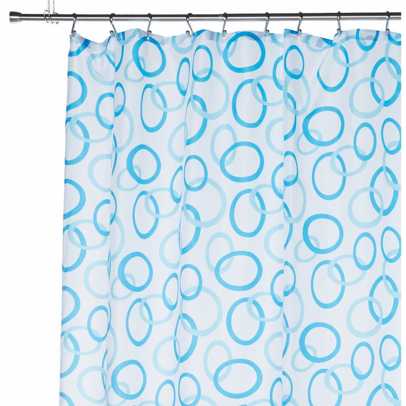 Carnation Home Fashions Circles Extra Long Printed Fabric Shower Curtain, 70-Inch by 84-Inch