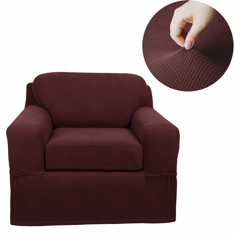 MAYTEX Pixel Stretch 2-Piece Arm Chair Furniture Cover/Slipcover, Wine