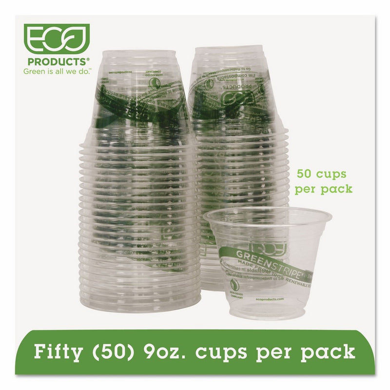 Eco-Products GreenStripe Renewable Resource Compostable Cold Drink Cups 9 oz, 50 Count