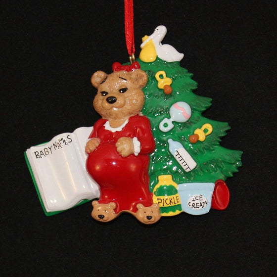 Personalized Expecting Bear Holiday Gift Expertly Handwritten Ornament