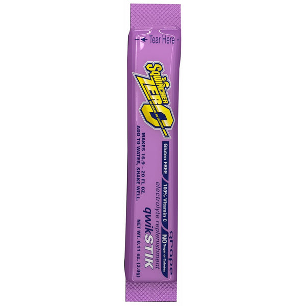 Sqwincher 060107-GR Zero Qwik Stik Powder Pack, Grape, 5.41 oz. Powder Sticks (Pack of 50)