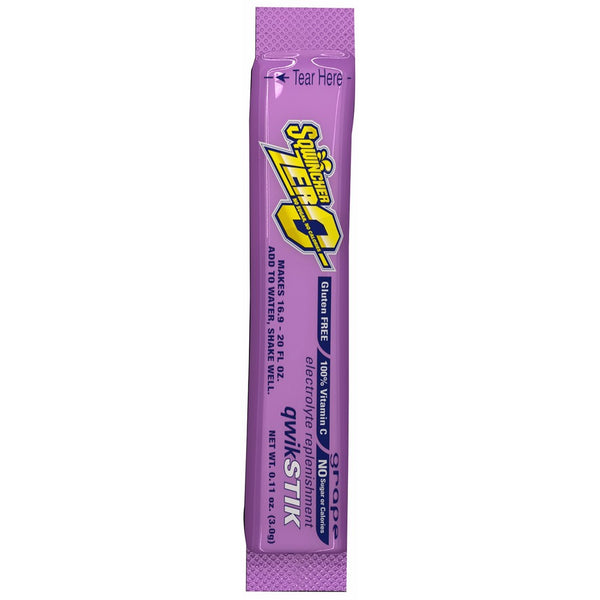 Sqwincher 060107-GR Zero Qwik Stik Powder Pack, Grape, 5.41 oz. Powder Sticks (Pack of 50)