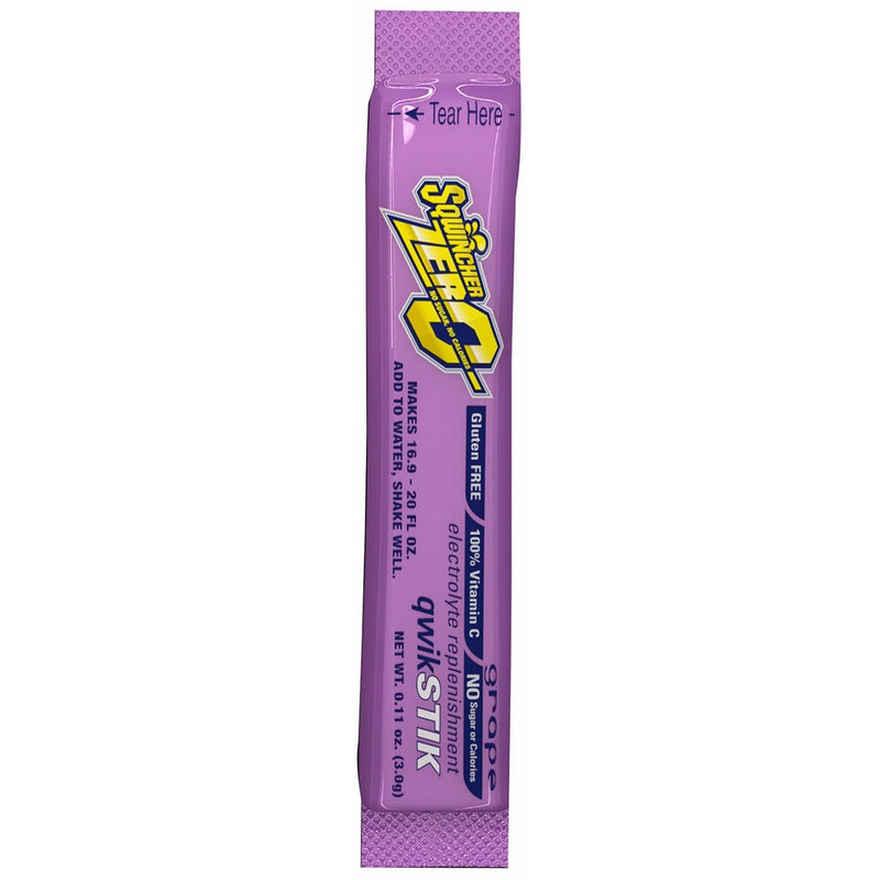 Sqwincher 060107-GR Zero Qwik Stik Powder Pack, Grape, 5.41 oz. Powder Sticks (Pack of 50)