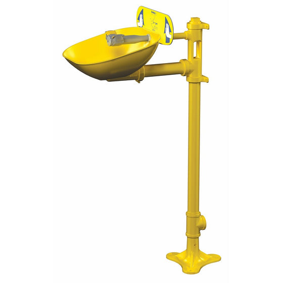 Bradley S19214EW Safety Eye/Face Wash Unit with Plastic Bowl, Pedestal Mount, 0.4 GPM Water Flow, 13" Width x 35-1/2" Height x 18-1/2" Depth