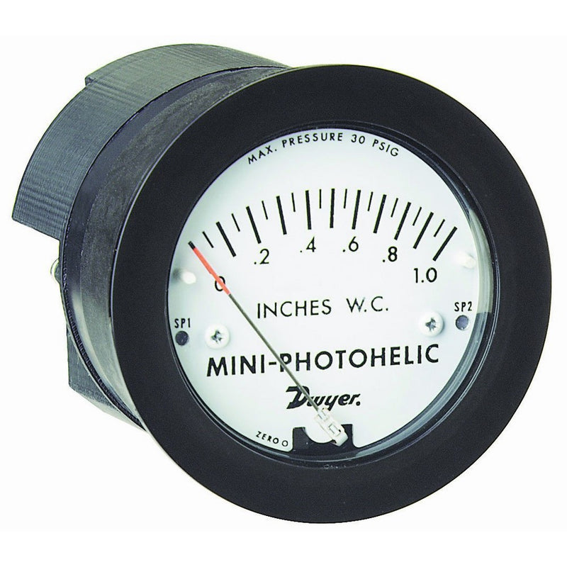 Dwyer Mini-Photohelic Series MP Differential Pressure Switch/Gauge, Range 0-0.5"WC