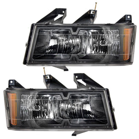 Pair Set Headlights Headlamps with Black Bezels Replacement for Chevrolet GMC Isuzu Pickup Truck 20766569 20766570