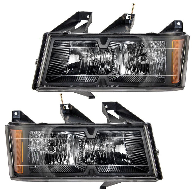 Pair Set Headlights Headlamps with Black Bezels Replacement for Chevrolet GMC Isuzu Pickup Truck 20766569 20766570