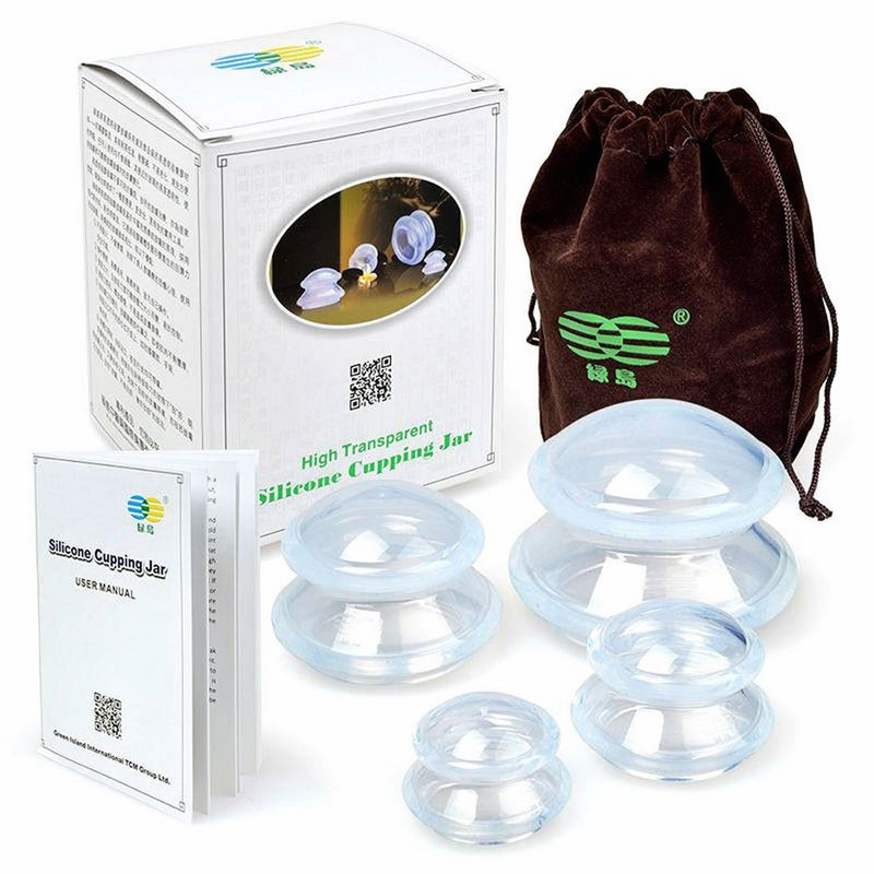 4 Cup Premium Transparent Silicone Cupping Set for Chinese Cupping and Massage Therapy