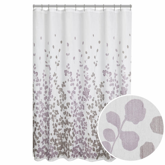 MAYTEX Sylvia Printed Faux Silk Fabric Shower Curtain, Purple