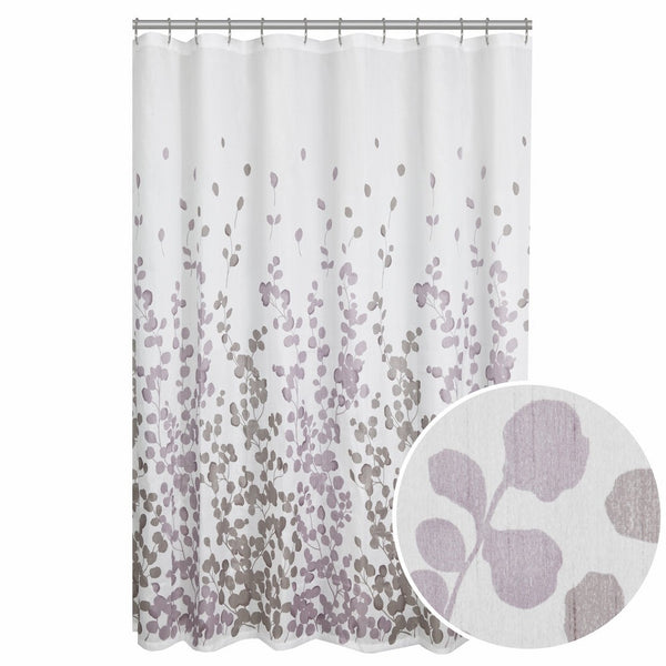 MAYTEX Sylvia Printed Faux Silk Fabric Shower Curtain, Purple