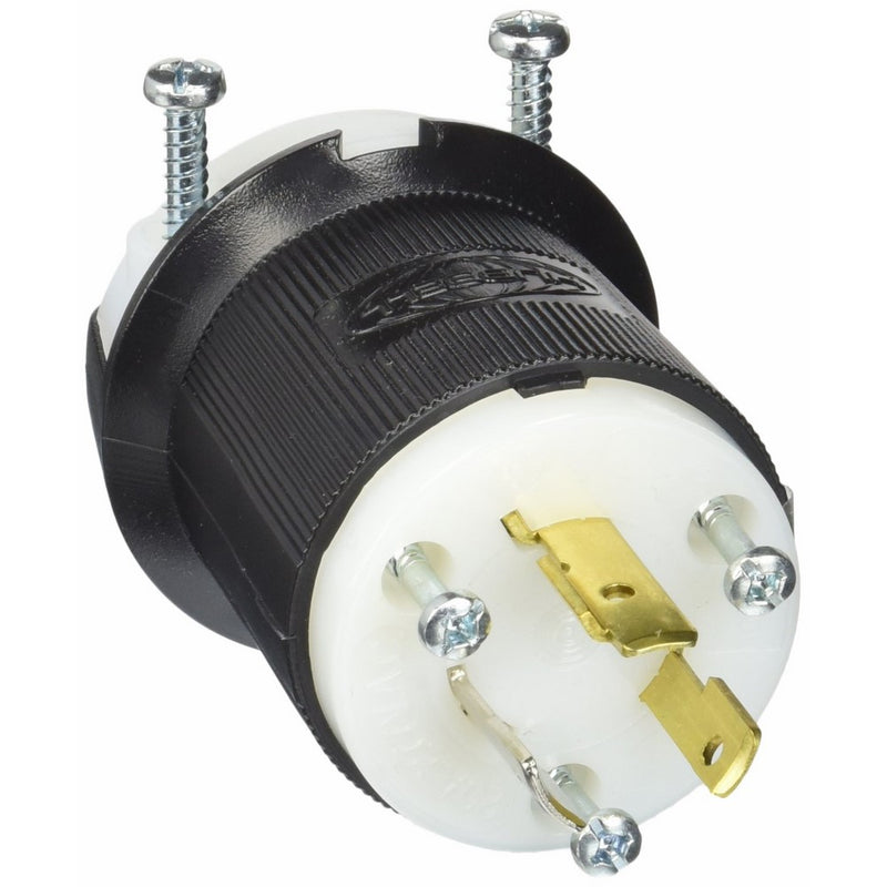Hubbell HBL2331 Locking Plug, 20 amp, 277V, L7-20P, Black and White