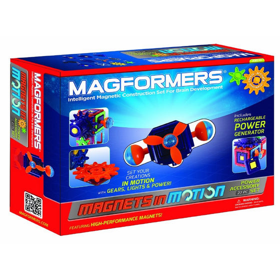 Magformers Magnets in Motion Power Accessory Set (27-pieces) Magnetic Building Blocks, Educational Magnetic Tiles Kit, Magnetic Construction STEM gear Set
