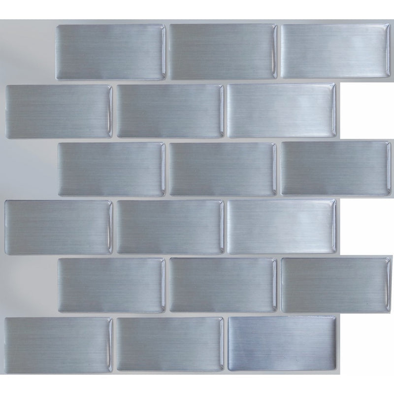 Peel and Impress - Easy DIY Peel and Stick Adhesive Backsplash Tiles, 24002 Steel Subway, 11.25" x 10" (4 Tiles)