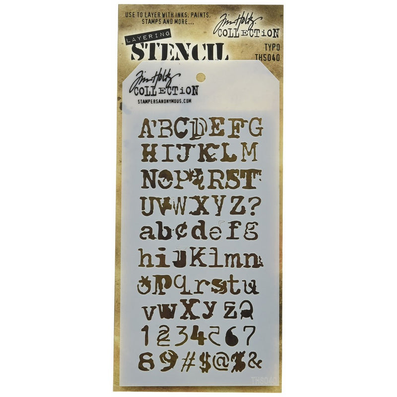 Stampers Anonymous Tim Holtz Layered Typo Stencil, 4.125" x 8.5"