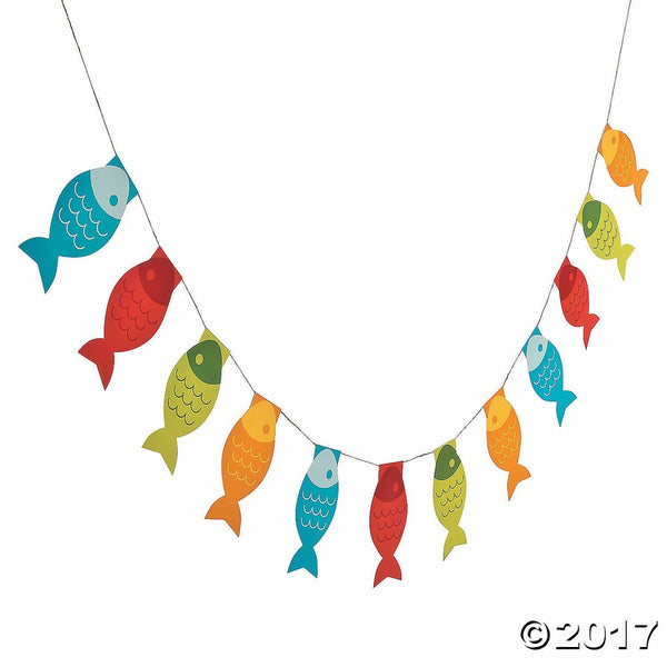 Little Fisherman Fish Paper Pennant Banner - 7 ft