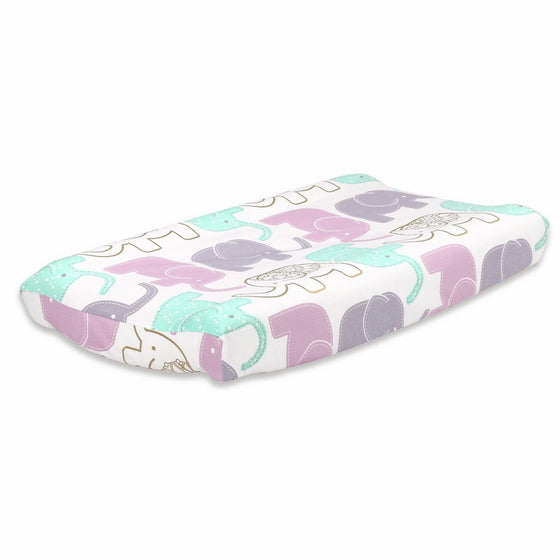 Little Peanut Lilac and Gold Elephant Changing Pad Cover by The Peanut Shell