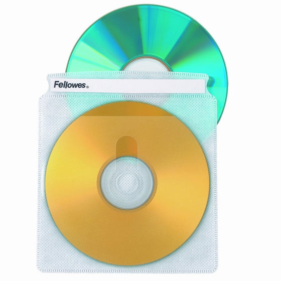 Fellowes CD Sleeves 100 CD Capacity Clear Vinyl Double Sided-50-Pack