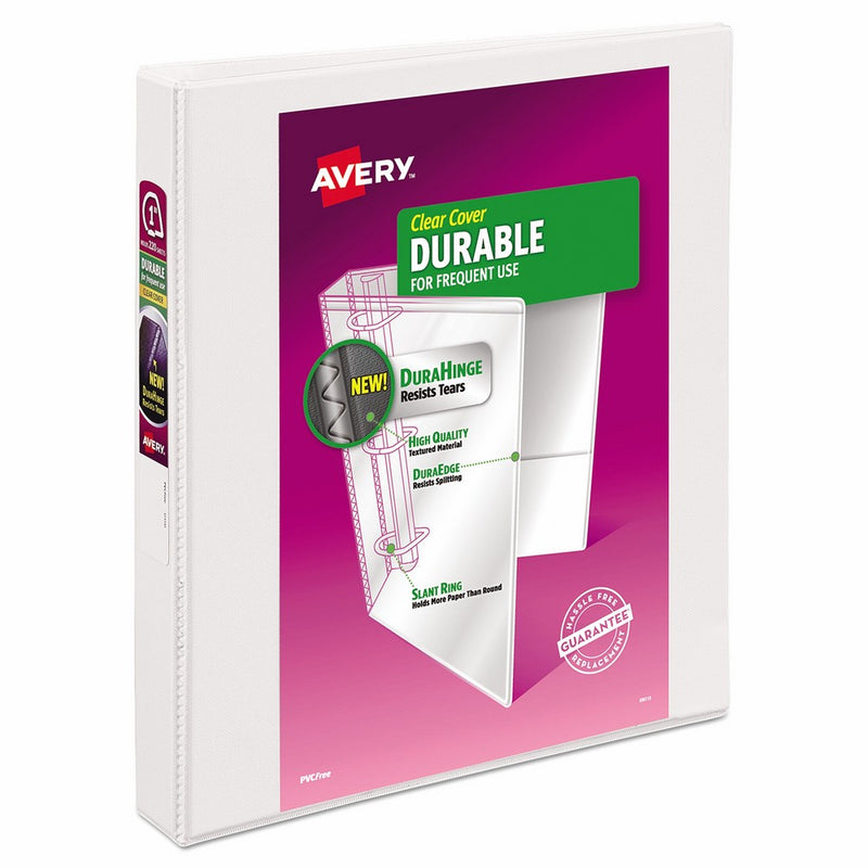 Avery 17012 Durable View Binder w/Slant Rings, 11 x 8 1/2, 1" Cap, White