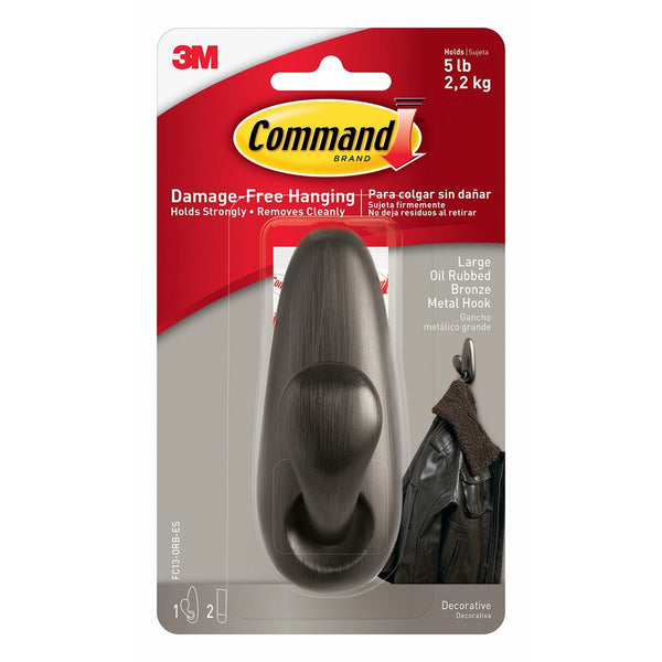 Command Forever Classic Metal Hook, Large, Oil Rubbed Bronze, 1-Hook (FC13-ORB-ES)