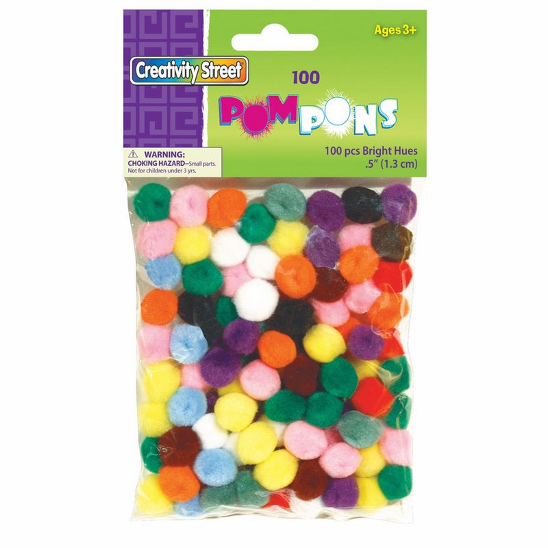 Creativity Street Bright Hues Pom Pons, 0.5-Inch, 100-Pack (AC8114-01)