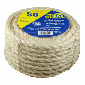 T.W . Evans Cordage 23-205 1/4-Inch by 50-Feet Twisted Sisal Rope