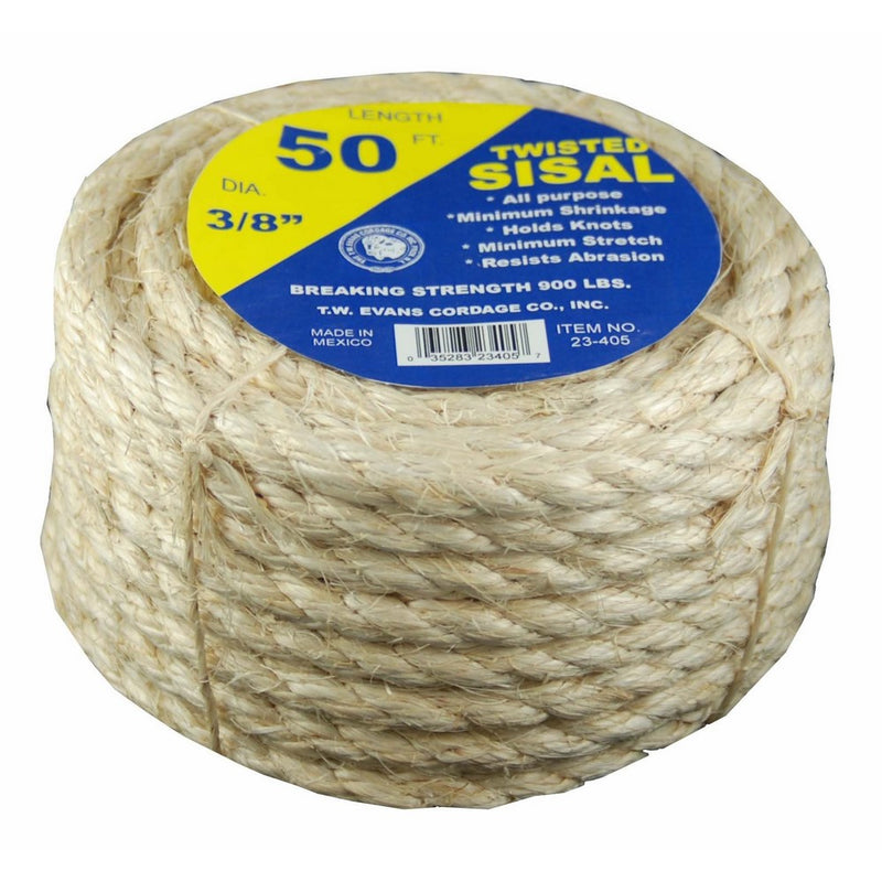 T.W . Evans Cordage 23-205 1/4-Inch by 50-Feet Twisted Sisal Rope