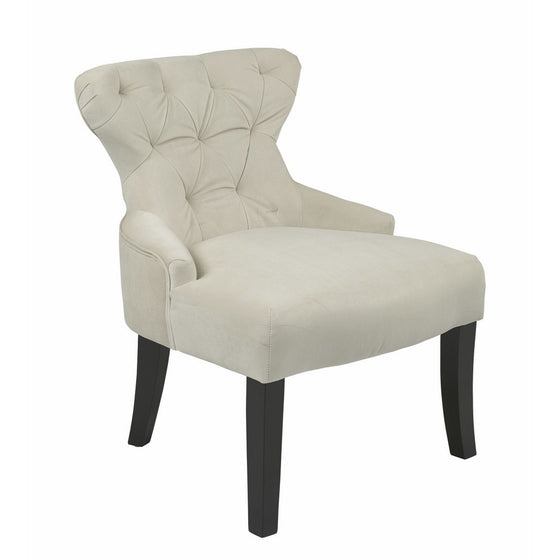 Office Star AVE SIX Curves Hour Glass Accent Chair with Espresso Finish Solid Wood Legs, Oyster Velvet Fabric