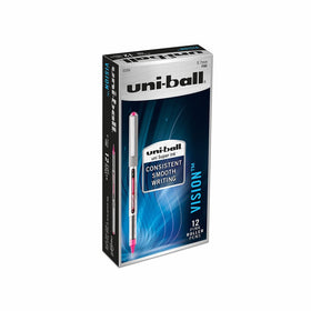 uni-ball Vision Rollerball Pens, Fine Point (0.7mm), Pink, 12 Count