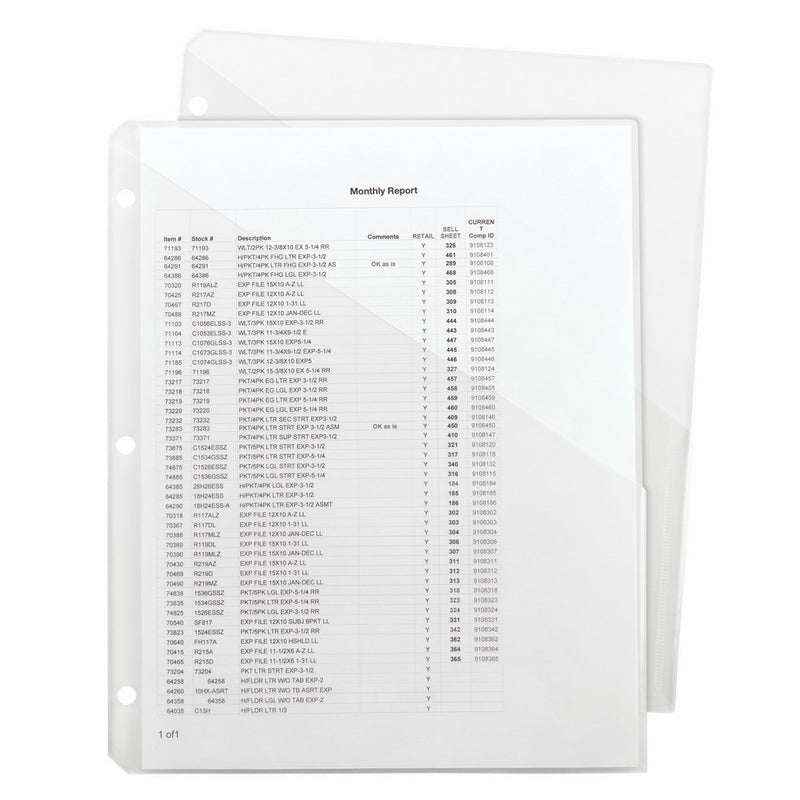 Smead OrganizedUp Poly Translucent Slash File Jacket, Three-Hole Punched, Letter Size, Clear, 5 per Pack (89506)