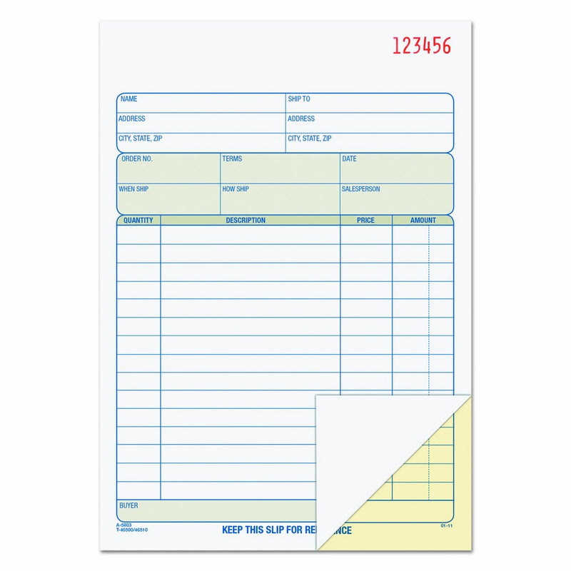 TOPS Sales Order Book, 2-Part, Carbonless, White/Canary, 5-9/16 x 7-15/16 Inches, 50 Sets per Book (46500)