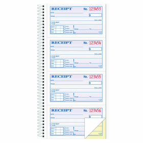 TOPS Money/Rent Receipt Book, 2-Part, Carbonless, 11 x 5.25 Inches, 4 Receipts/Page, 200 Sets per Book (4161)