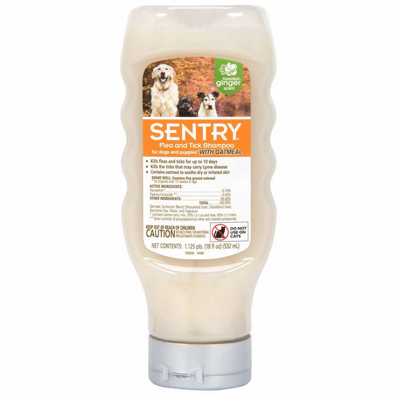SENTRY Oatmeal Flea and Tick Shampoo for Dogs, Hawaiian Ginger, 18 oz