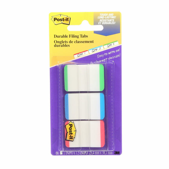 Post-it Tabs, 1 in, Lined, Green, Blue, Red, Durable, Writable, Repositionable, Sticks Securely, Removes Cleanly, 22 Tabs/Color, 66 Tabs/On-the-Go Dispenser, (686L-GBR)