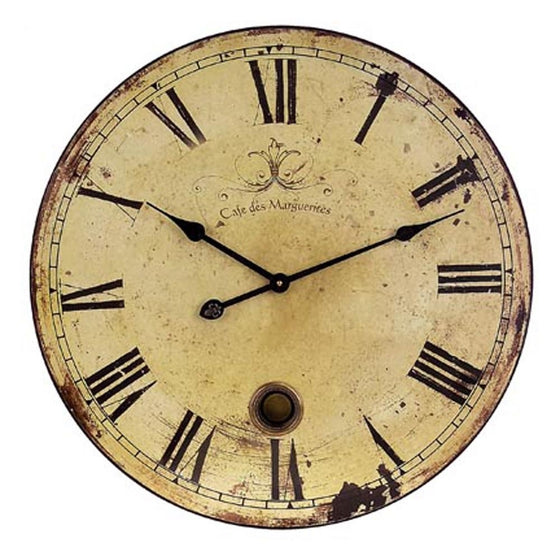 Imax 2511 Large Wall Clock with Pendulum – Vintage Style Round Wall Clock, Wall Decor for Kitchen, Office, Retro Timepiece. Home Decor Accessories