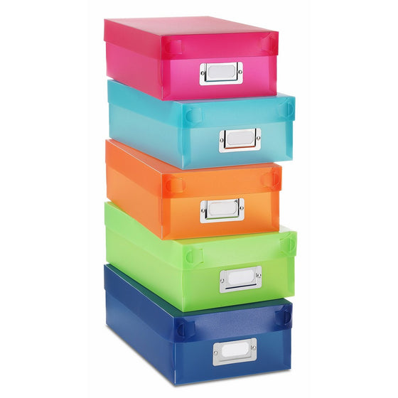 Whitmor Plastic Organizer Boxes Assorted Colors Set of 5