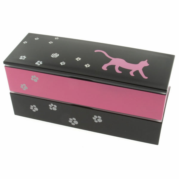 Kotobuki 2-Tiered Bento Box, Pink Fashion Cat